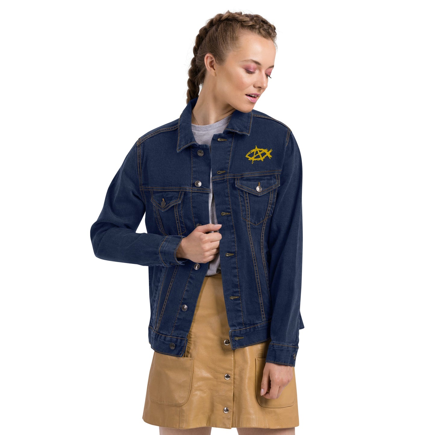 Anarchochristian Embroidered Unisex denim jacket