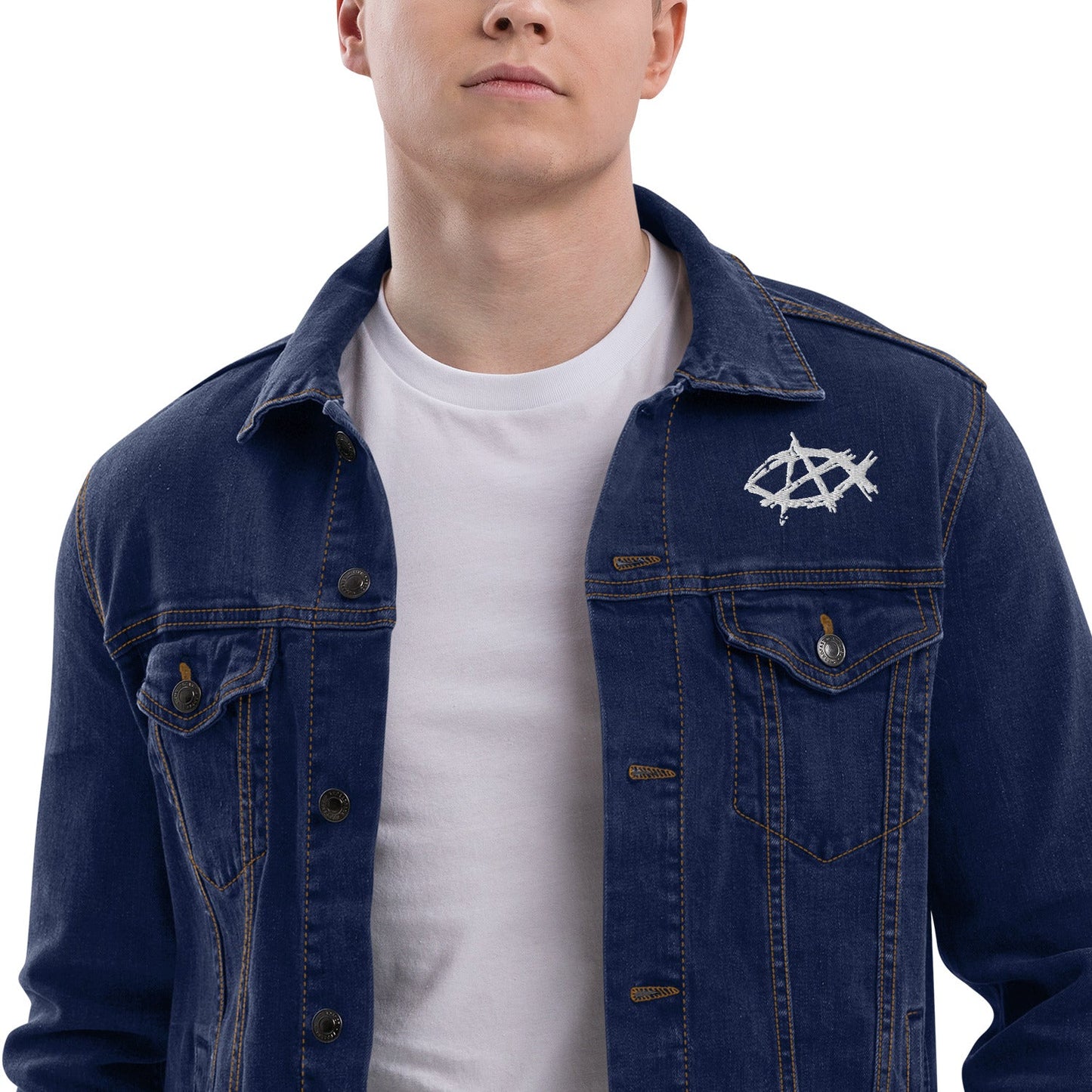 Anarchochristian Embroidered Unisex denim jacket