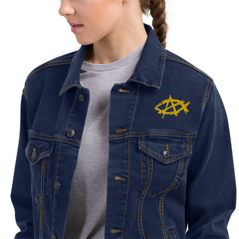 Anarchochristian Embroidered Unisex denim jacket
