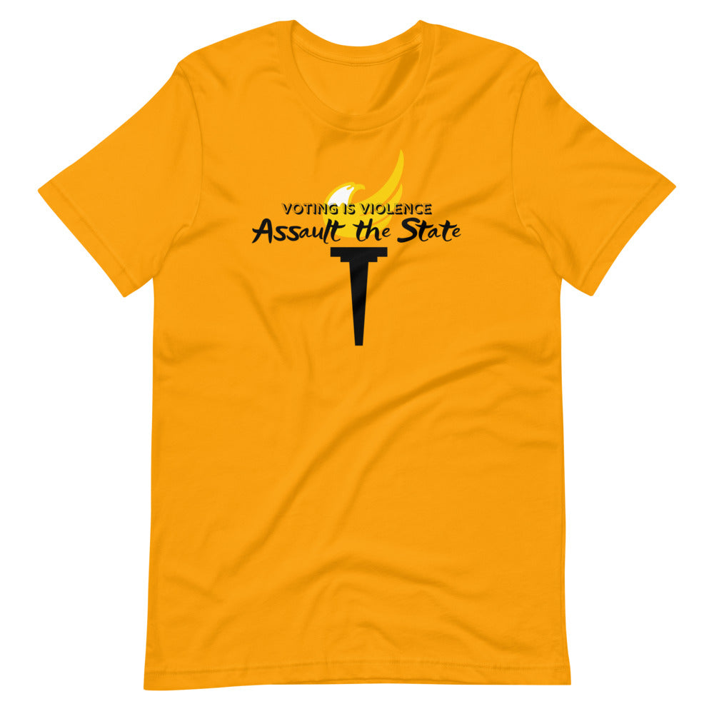 Voting is Violence Assault the State Alaska LP Short-Sleeve Unisex T-Shirt