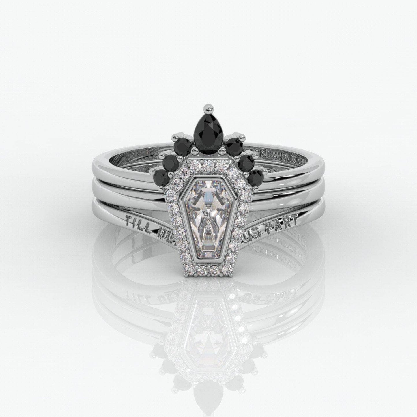 Until Death Rings- Limited Coffin Shape Diamond Wedding Rings