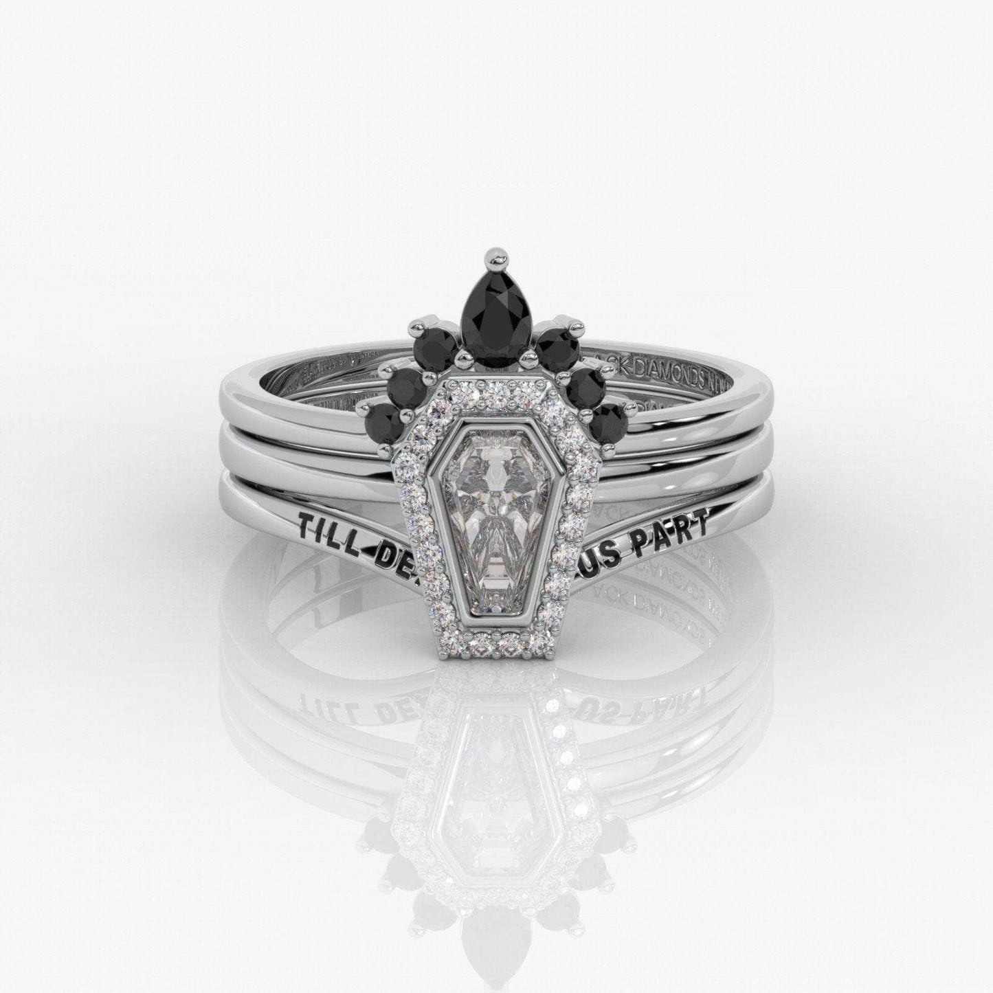 Until Death Rings- Limited Coffin Shape Diamond Wedding Rings