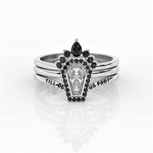 Until Death Rings- Limited Coffin Shape Diamond Wedding Rings