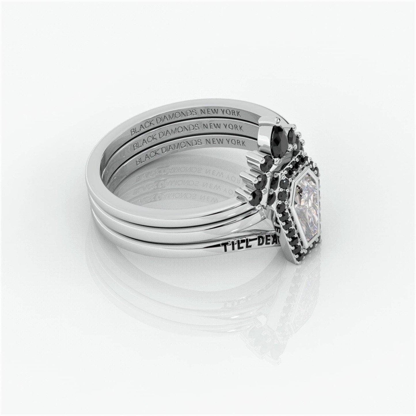 Until Death Rings- Limited Coffin Shape Diamond Wedding Rings