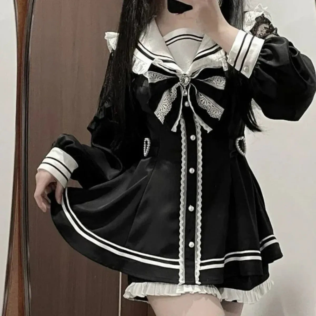 Gothic Lolita Sailor Dress – Vintage Y2K Aesthetic