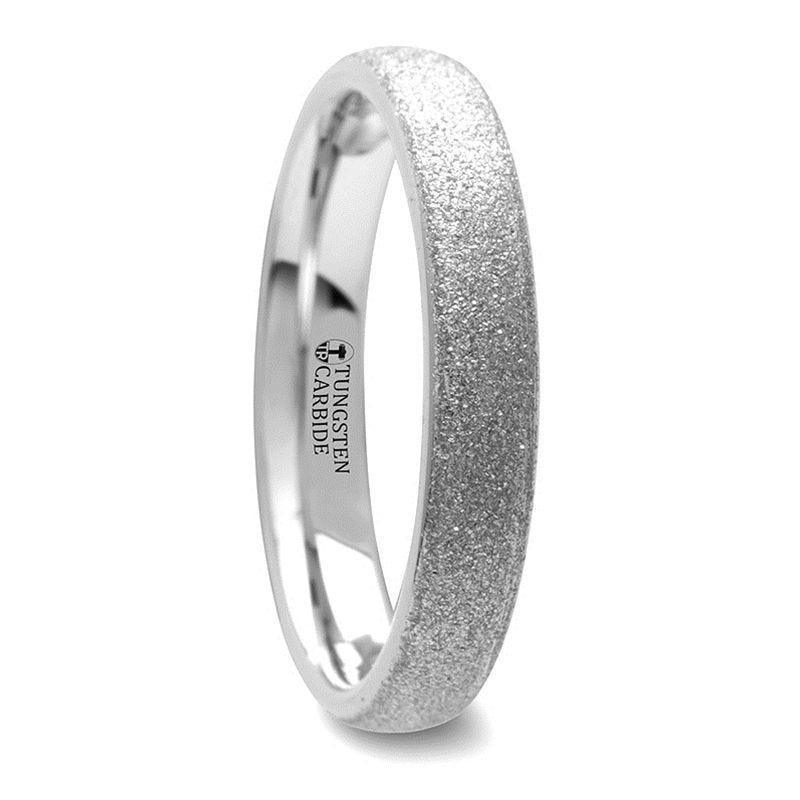 QUARTZ Domed Tungsten Carbide Ring with Sandblasted Crystalline Finish - 2mm to 8mm