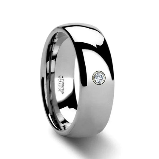BERKSHIRE Domed Diamond Tungsten Ring with .06 ct Diamond – 6mm or 8mm
