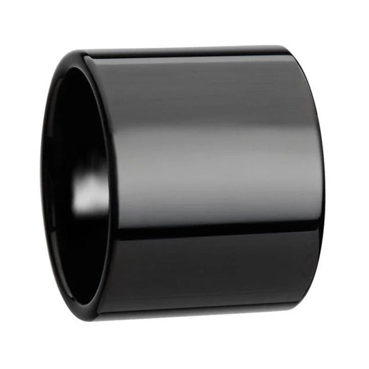 AXWELL Black Flat Pipe-Cut Tungsten Carbide Ring, Polished Finish — 20mm