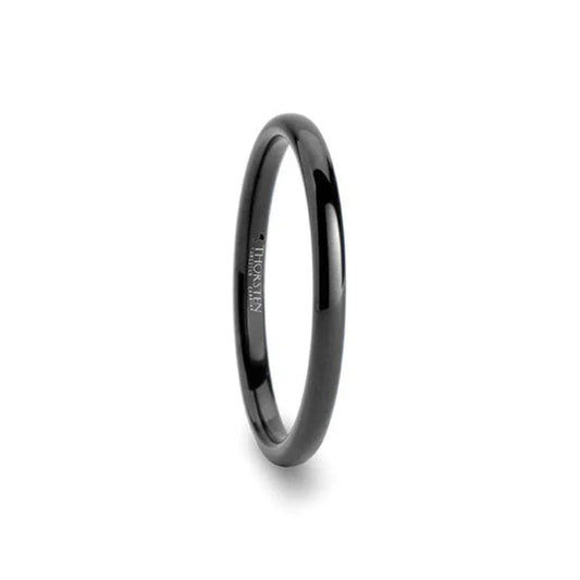 TULSA Domed Black Tungsten Carbide Wedding Band for Women - 2mm