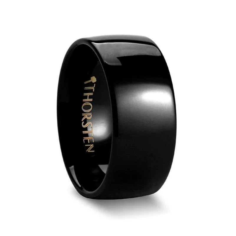 CORVUS Domed Black Tungsten Wedding Band - 10mm