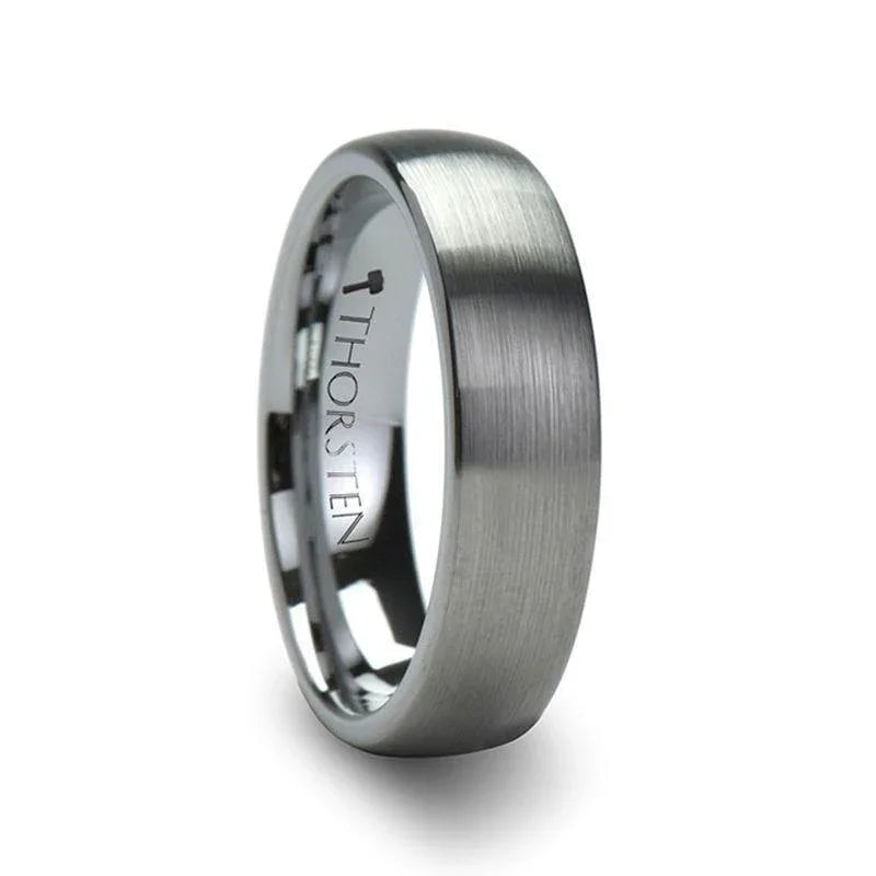 PETRA Domed Brushed Finish Tungsten Ring, 4mm–6mm