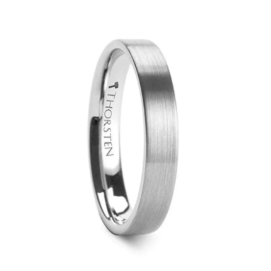 MESSALINA Flat Brushed Tungsten Carbide Wedding Band, 4mm or 6mm