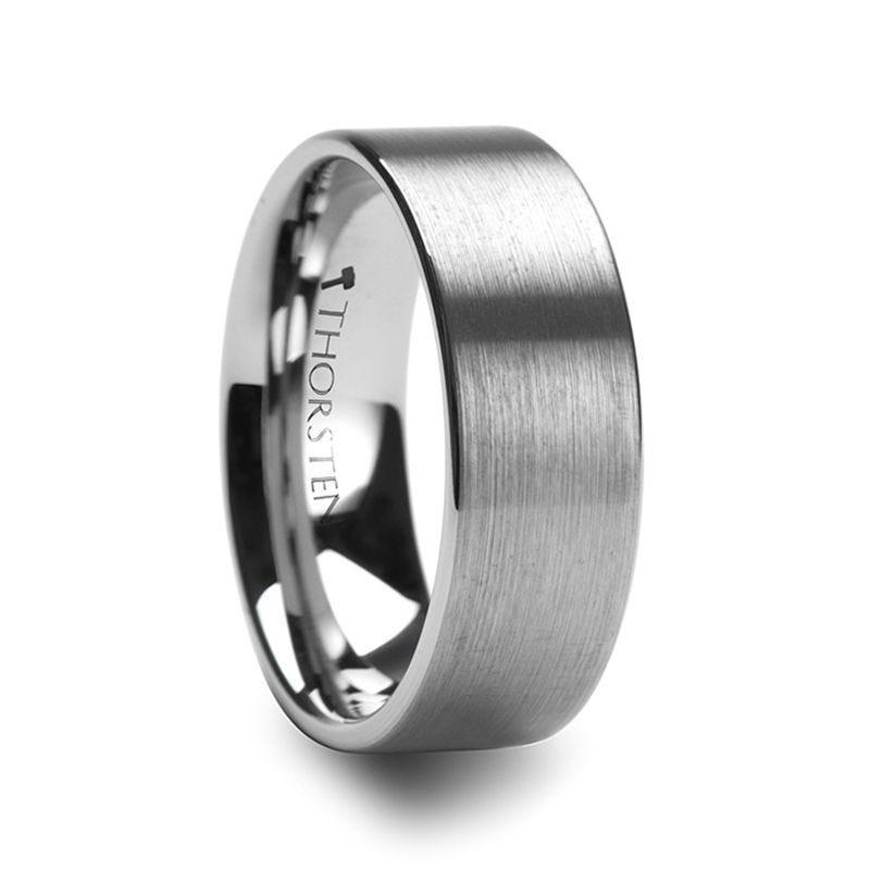 MESSALINA Flat Brushed Tungsten Carbide Wedding Band, 4mm or 6mm