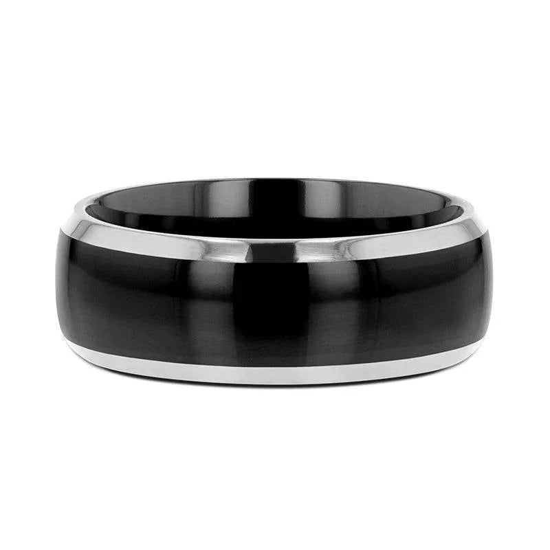 MASERATI Black Tungsten Ring with Polished Domed Beveled Edges (4mm–10mm)