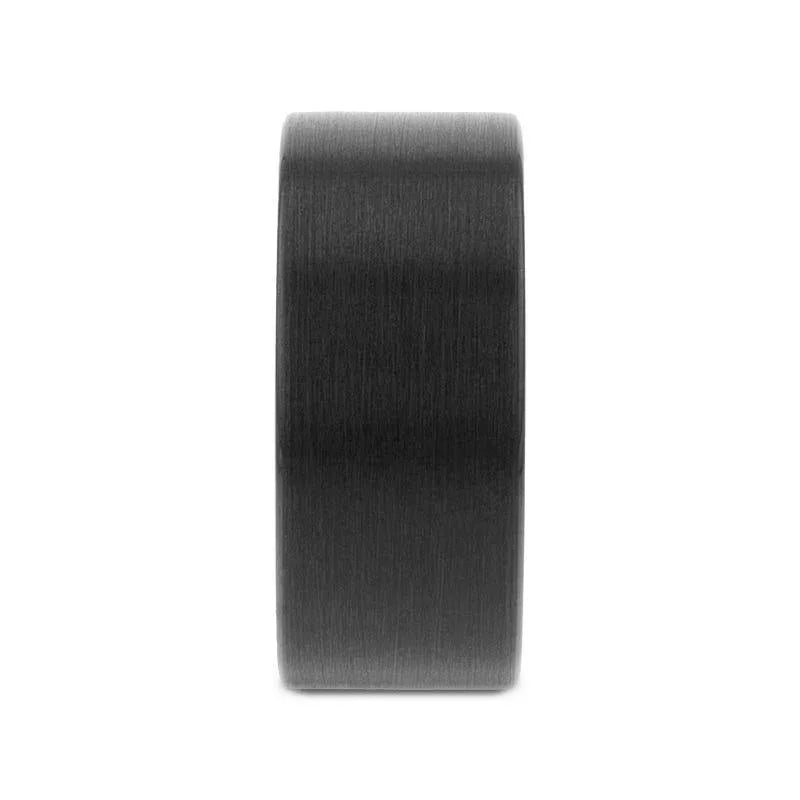 BALTIMORE Flat Black Tungsten Carbide Ring, Brushed Finish – 12mm