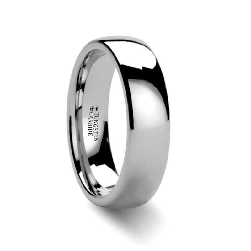 PLATINA Domed White Tungsten Carbide Ring – 4mm & 6mm