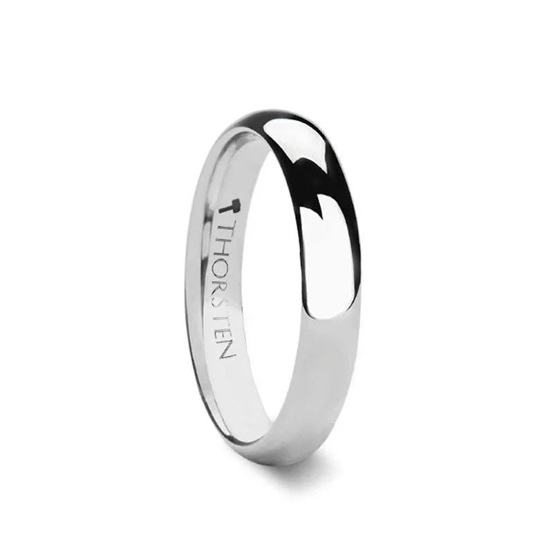 PLATINA Domed White Tungsten Carbide Ring – 4mm & 6mm