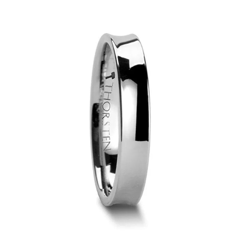 WASHINGTON Concave Tungsten Wedding Band with Polished Finish - 4mm to 8mm