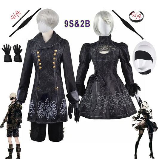 NieR: Automata 9S & 2B Cosplay Costume with Wig and Accessories