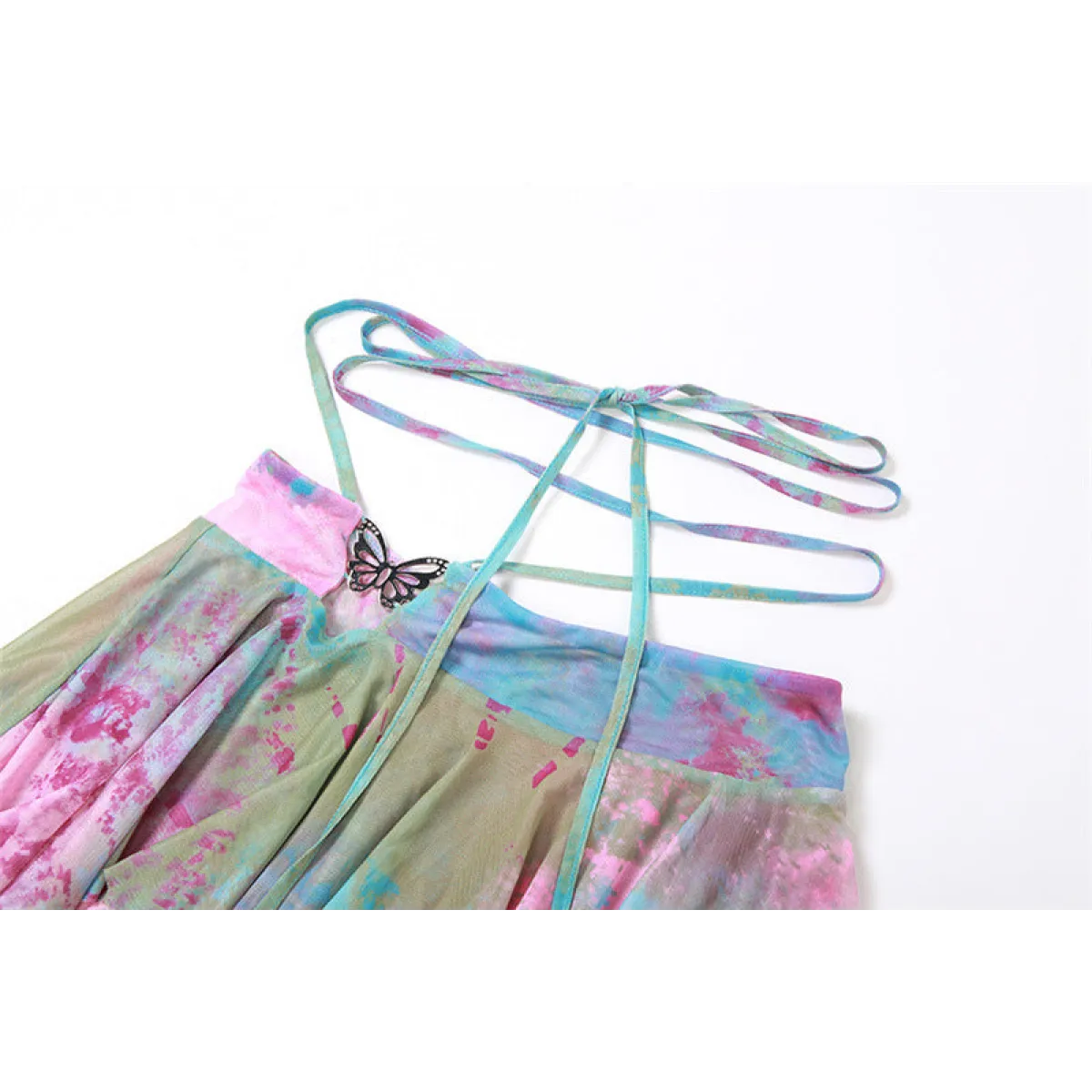 Tie-Dye Fairy Set – Butterfly Crop Top & Wrap Mini Skirt