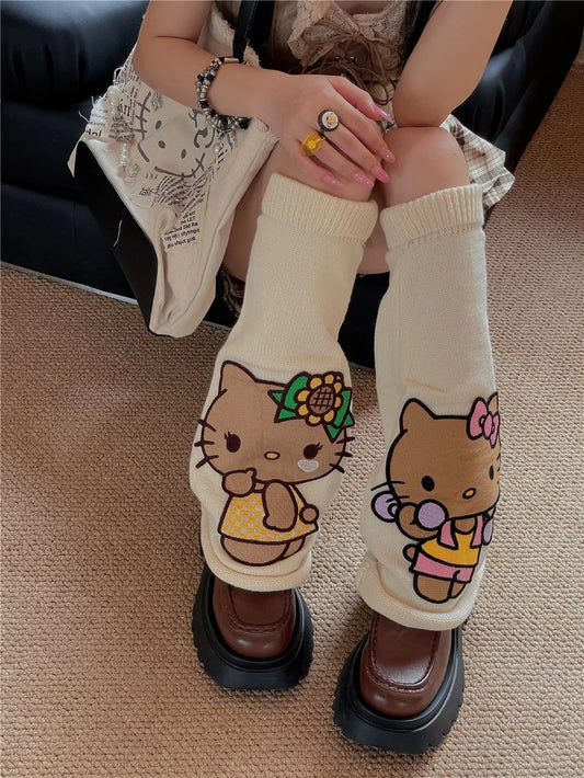 Kawaii Kitten Knit Leg Warmers – Y2K Harajuku Cute Aesthetic