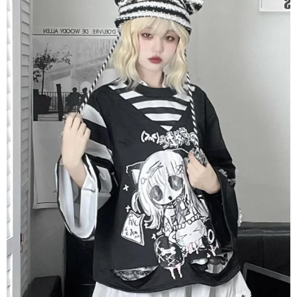 Y2K Japanese Cartoon T-Shirt – Loose Grunge Fairycore Kawaii Top