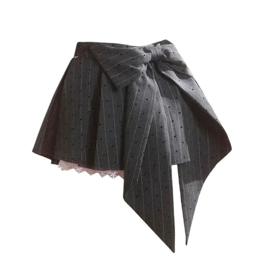 Pleated Mini Skirt – Y2K Lolita Bow Lace Patchwork