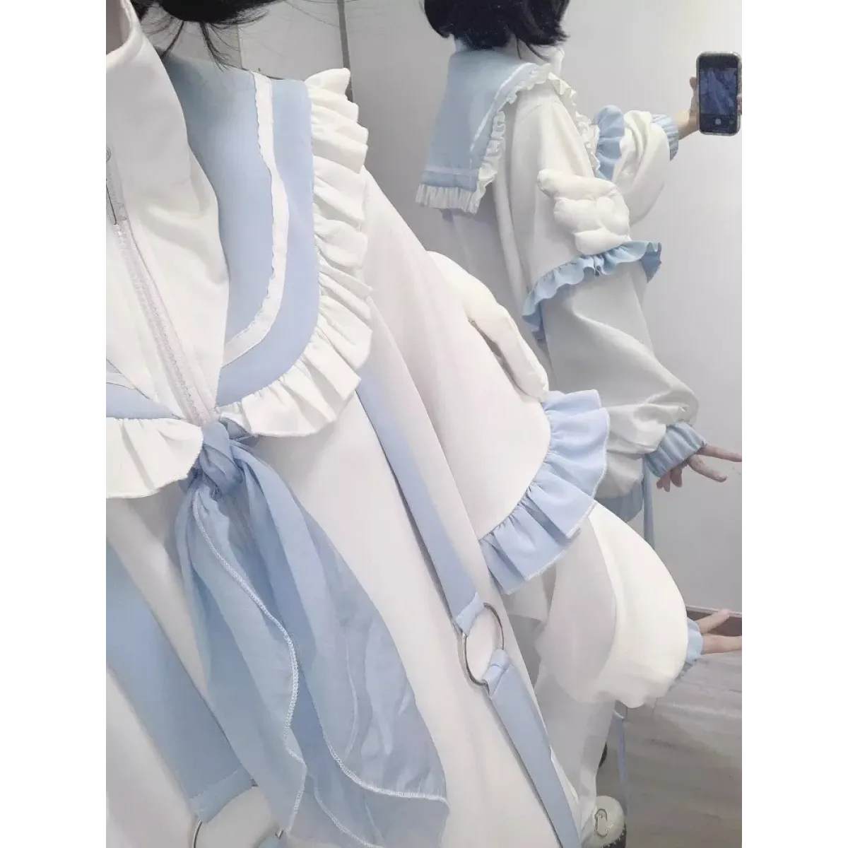 Sailor Collar Jacket – Y2K Sweet Harajuku Ruffle Coat