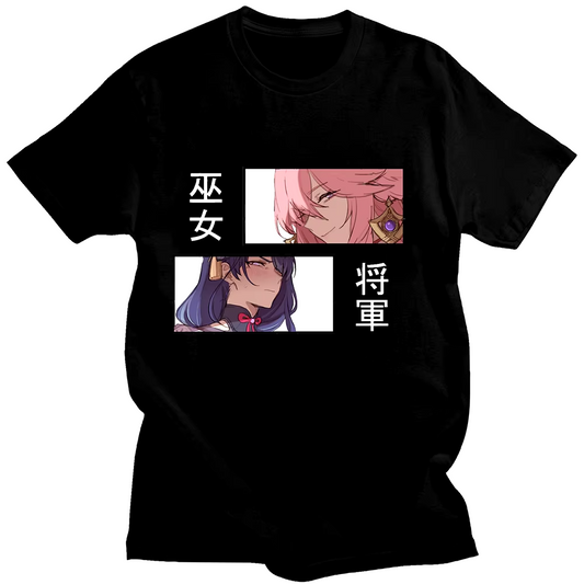 Yae Miko "Shrine Maiden" & Raiden Shogun "General" Genshin Impact T-Shirt