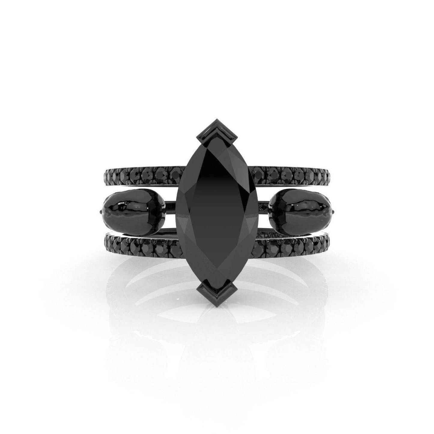 You & Me Rings- 14K Rose Gold Gothic Wedding Rings