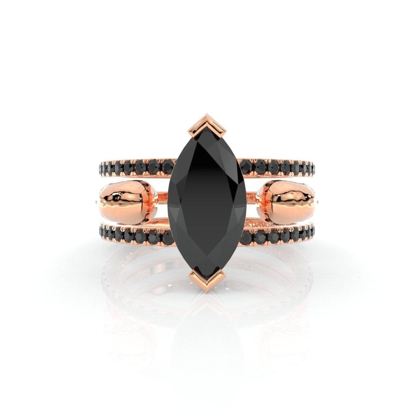 You & Me Rings- 14K Rose Gold Gothic Wedding Rings