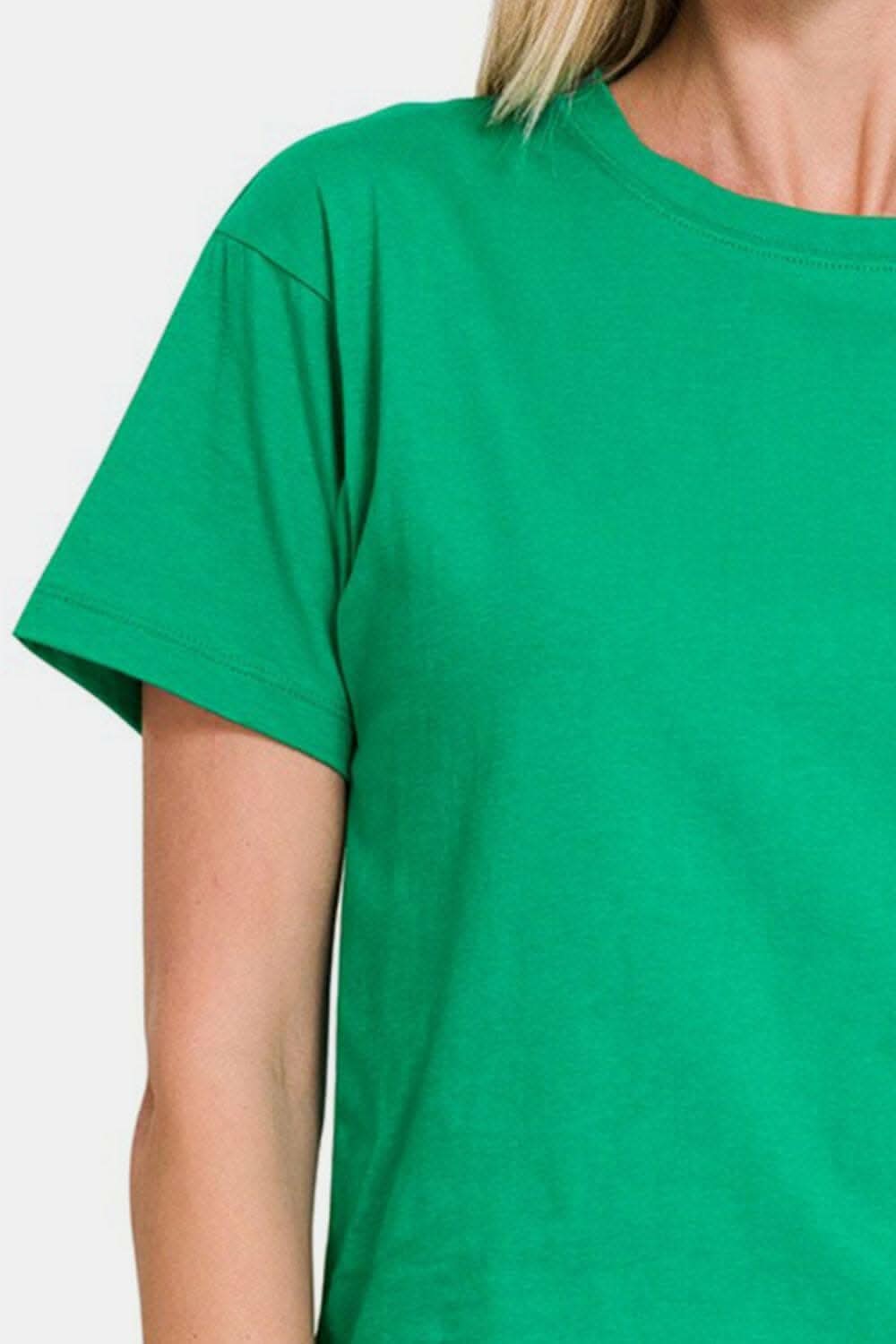 Trendy Zenana Cropped T-Shirt with Round Neck